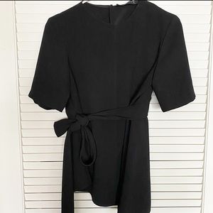 Like New Black Zara Tie Waist Blouse Tee